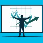 mies seisoo visuaalisen tilaston edessä